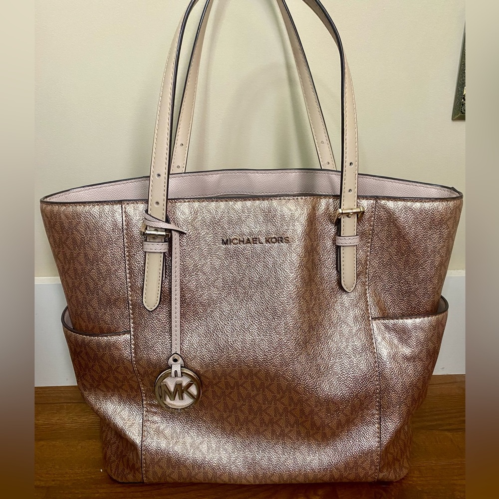 Rose Gold Michael Kors Jet Set Travel Tote